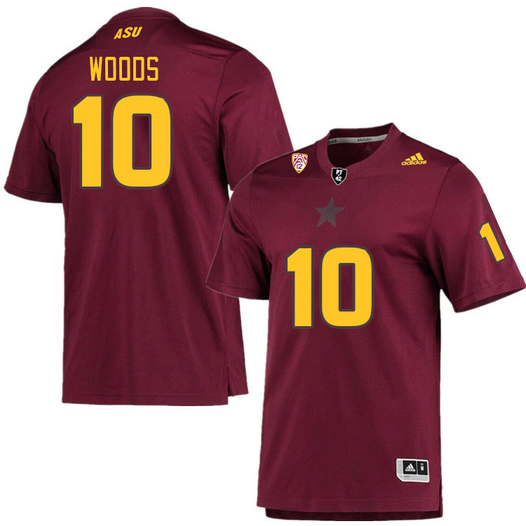 Men #10 Ed Woods Arizona State Sun Devils College Football Jerseys Stitched Sale-Maroon - Click Image to Close